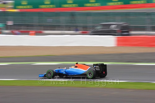 Rio Haryanto in his Manor during Free Practice 3 at the 2016 British Grand Prix