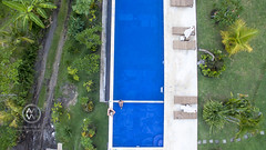 Views of a pool from above.