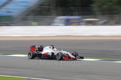 Charles Leclerc in the Haas in Free Practice 1 at the 2016 British Grand Prix