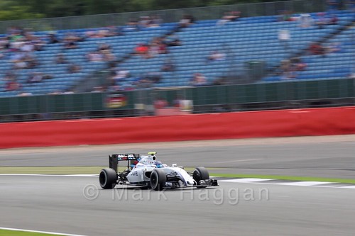 Valtteri Bottas in his Williams during Free Practice 2 at the 2016 British Grand Prix