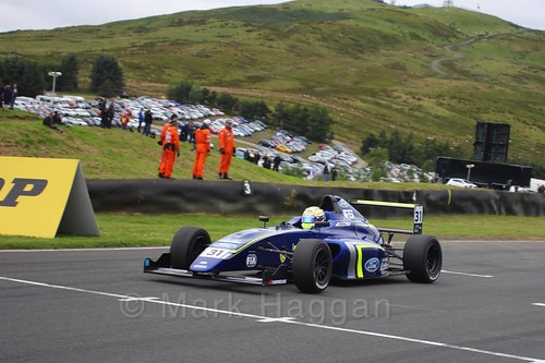 Max Fewtrell in British Formula Four race 2 during the BTCC Knockhill Weekend 2016