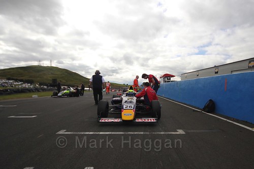 Luis Leeds on the grid ahead of the final British Formula Four grid during the BTCC Knockhill Weekend 2016