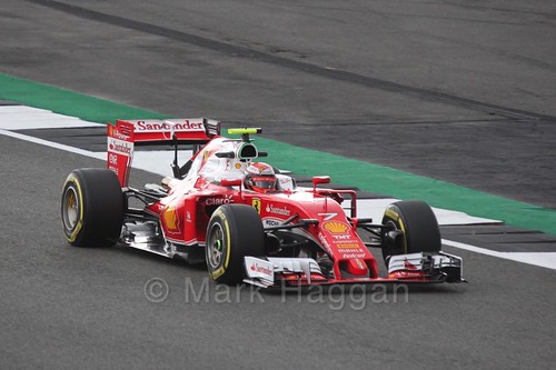 Kimi Raikkonen in his Ferrari in Free Practice 1 at the 2016 British Grand Prix