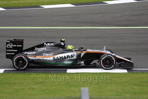 Sergio Perez in his Force India during Free Practice 1 at the 2016 British Grand Prix