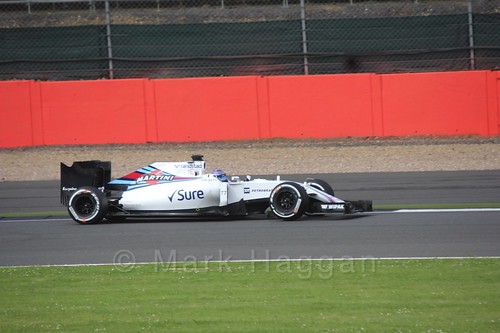 Valtteri Bottas driving for Williams in Formula One In Season Testing at Silverstone, July 2016