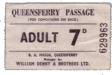 Passenger ticket for the Queensferry Passage from the 1960s before the opening of the Forth Road Bridge.