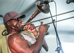 Big Sam in the NOCCA Pavilion at Jazz Fest 2015, Day 4, April 30