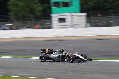 Sergio Perez in his Force India during Free Practice 1 at the 2016 British Grand Prix