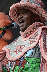 Big Chief Monk Boudreaux and the Golden Eagles Mardi Gras Indians at Jazz Fest 2015 Day 3, April 26