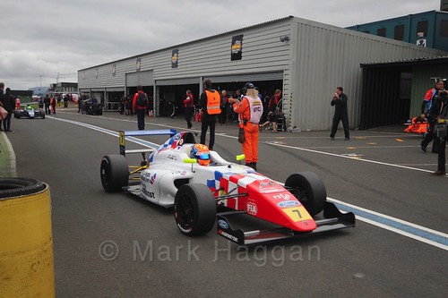 Alex Quinn after the British Formula Four race 2 during the BTCC Knockhill Weekend 2016