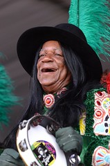 Big Chief Monk Boudreaux and the Golden Eagles Mardi Gras Indians at Jazz Fest 2015 Day 3, April 26