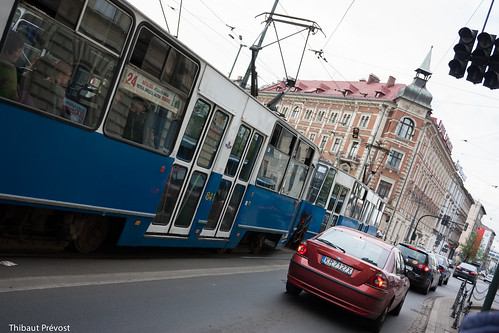Tramway dans les rues de Cracovie