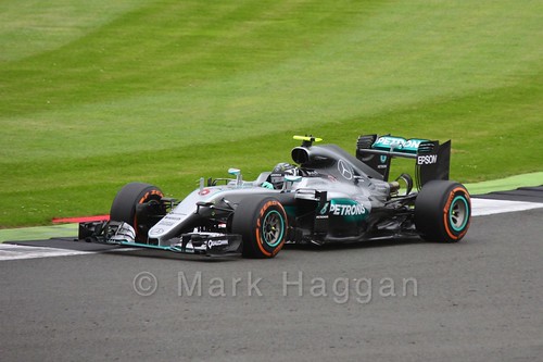 Nico Rosberg in his Mercedes in Free Practice 3 at the 2016 British Grand Prix