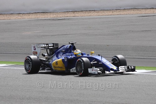Marcus Ericsson in his Sauber in Free Practice 2 at the 2016 British Grand Prix