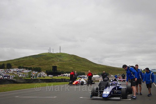 Devlin DeFrancesco on the grid ahead of the British Formula Four race 2 during the BTCC Knockhill Weekend 2016