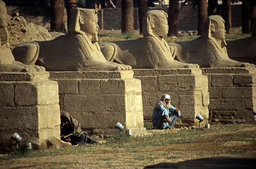 Ägypten 1999 (265)Tempel von Luxor: Sphingen-Allee • <a style="font-size:0.8em;" href="http://www.flickr.com/photos/69570948@N04/27723914503/" target="_blank">Auf Flickr ansehen</a>