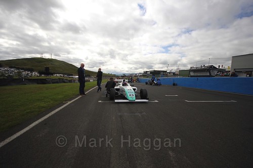 Billy Monger on the grid ahead of the final British Formula Four grid during the BTCC Knockhill Weekend 2016