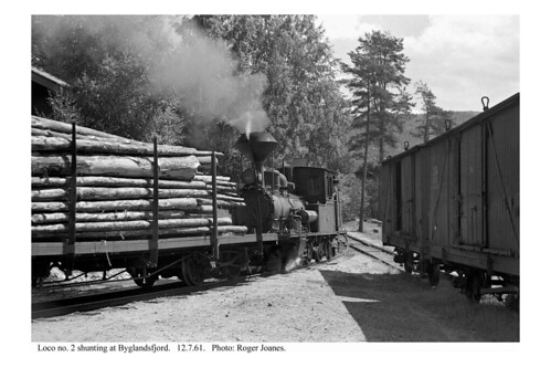 Byglandsfjord. No. 2 shunting wagon of logs. 12.7.61